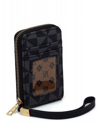 PM Monogram Accordion Card Holder Wallet Wristlet PM024 BLACK